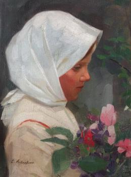 Constantin Artachino : Girl with flowers